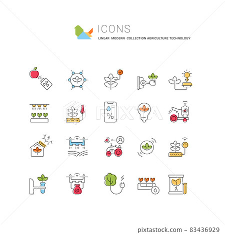Set Vector Line Icons of Agriculture Technology Set Vector Line Icons of Agriculture Technology 83436929