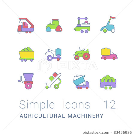 Set of Simple line Icons of Agricultural Machinery - Stock Illustration ...