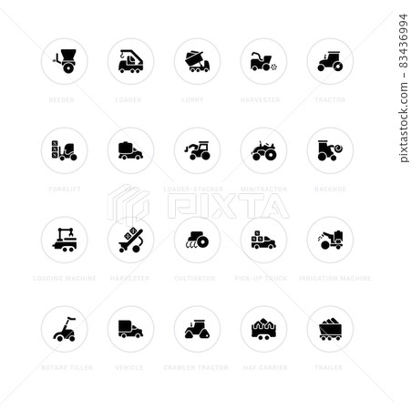 Set of Simple Icons of Agricultural Machinery - Stock Illustration ...
