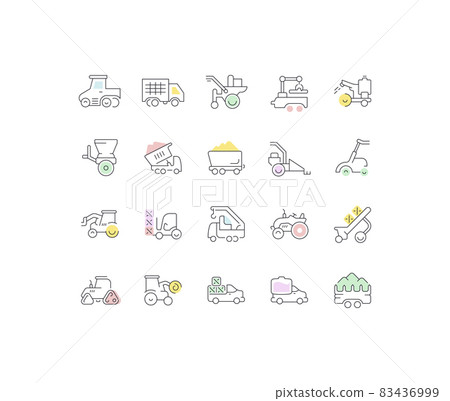 Set Vector Line Icons of Farm Machinery Set Vector Line Icons of Farm Machinery 83436999