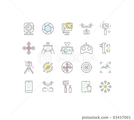 Set Vector Flat Line Icons Action Camera 83437001