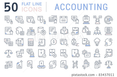 Set Vector Line Icons of Accounting Set Vector Line Icons of Accounting 83437011