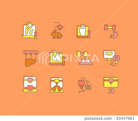 Set of Simple line Icons of 3D Bioprinting Set of Simple line Icons of 3D Bioprinting 83437061