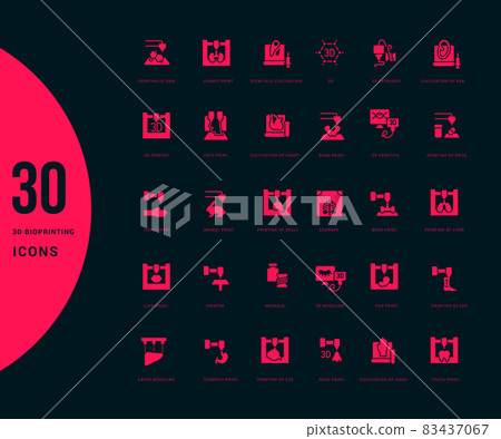 Set of Simple Icons of 3D Bioprinting 83437067