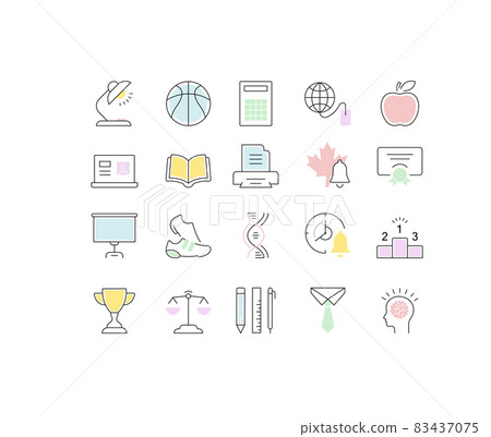 Set Vector Flat Line Icons School - Stock Illustration [83437075] - PIXTA