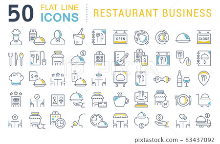 Set Vector Line Icons of Restaurant Business Set Vector Line Icons of Restaurant Business 83437092