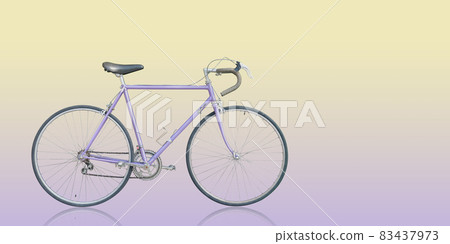 side view violet bicycle on yellow and violet background, object, transportation, sport, livestyle, copy space side view violet bicycle on yellow and violet background, object, transportation, sport, livestyle, copy space 83437973