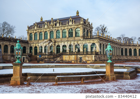 View to the historical buildings of the famous Zwinger palace in Dresden, Germany View to the historical buildings of the famous Zwinger palace in Dresden, Germany 83440412