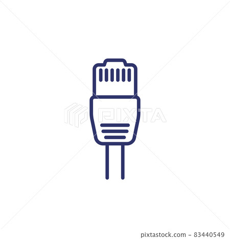 ethernet plug, rj45 line icon on white 83440549
