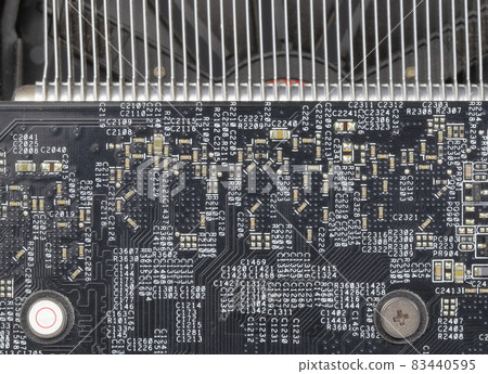 Close up detail of Professional video graphic card, High performance video graphic card for workstation computer. Close up detail of Professional video graphic card, High performance video graphic card for workstation computer. 83440595