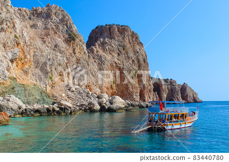 Antalya, Turkey - The yacht tour to Turkey Maldives at famous blue sea at Suluada 83440780