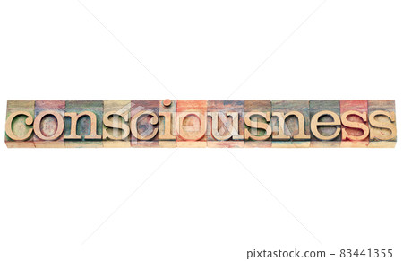 consciousness word in wood type consciousness word in wood type 83441355