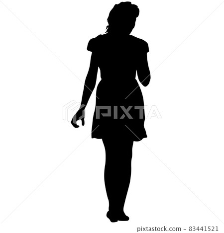 Silhouette of a walking girl on a white background Silhouette of a walking girl on a white background 83441521