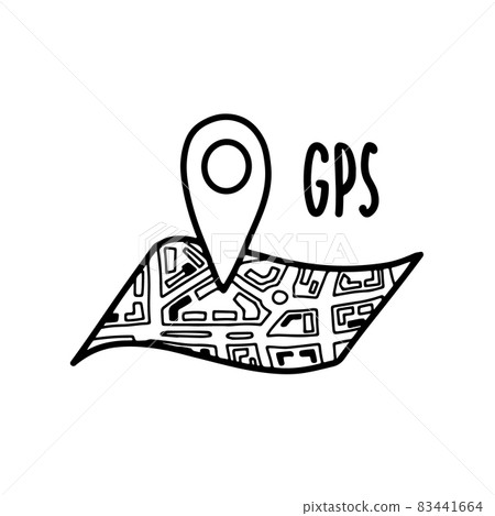 City map doodle icon isolated on white. Vector... - Stock Illustration ...