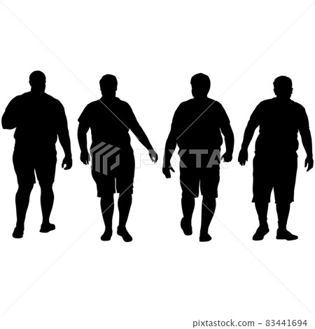 Black Set Silhouettes Large Man on white background Black Set Silhouettes Large Man on white background 83441694