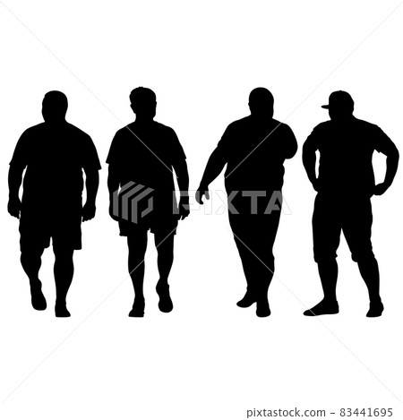 Black Set Silhouettes Large Man on white background Black Set Silhouettes Large Man on white background 83441695