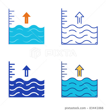 Sea level rise icon set in flat and line style 83441866