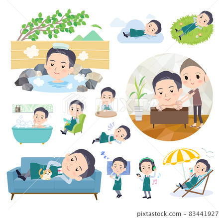 Supermarket clerk male set on relaxation 83441927