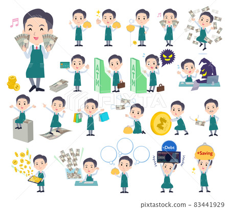 超市店員男性以金錢和經濟為背景 83441929