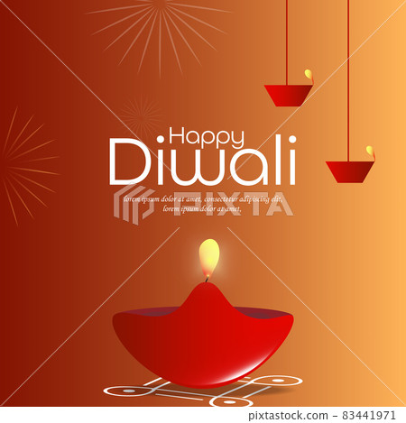 Vector illustration of the traditional celebration of happy diwali. Deepavali light and fire festival. 83441971
