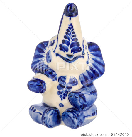 Elephant Figurine Sculpture Porcelain Ceramic Isolated on a white background. Elephant Figurine Sculpture Porcelain Ceramic Isolated on a white background. 83442040