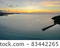 Kouri Island dyed in the setting sun (northern part of the main island of Okinawa) 83442265