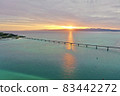 Kouri Island and Kouri Ohashi dyed in the morning sun (northern part of the main island of Okinawa) 83442272