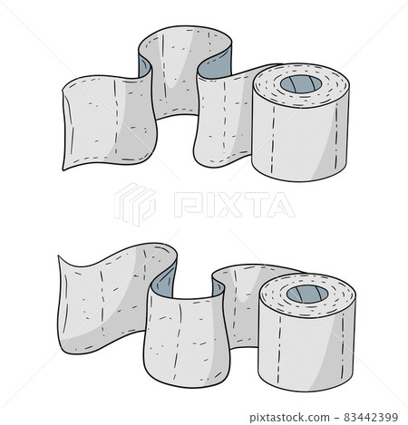 Set of toilet paper. Bath element. White cartoon object. Set of toilet paper. Bath element. White cartoon object. 83442399