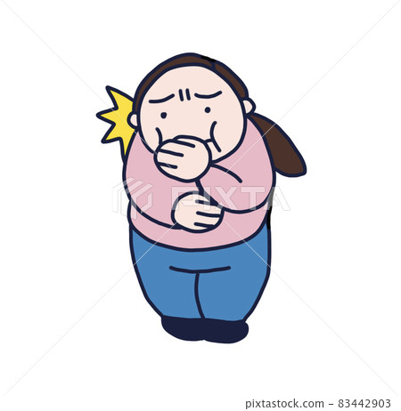 Illustration of a woman with poor physical condition 83442903