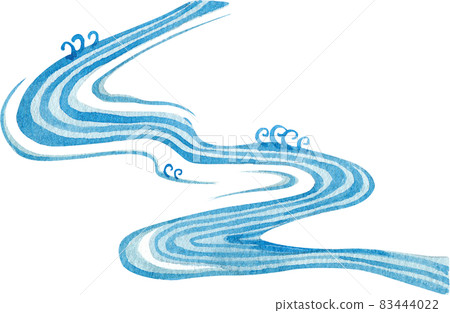 Ocean and wave watercolor clipart 83444022