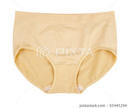 Brown cotton female panties isolated on white background. Brown cotton female panties isolated on white background. 83445294
