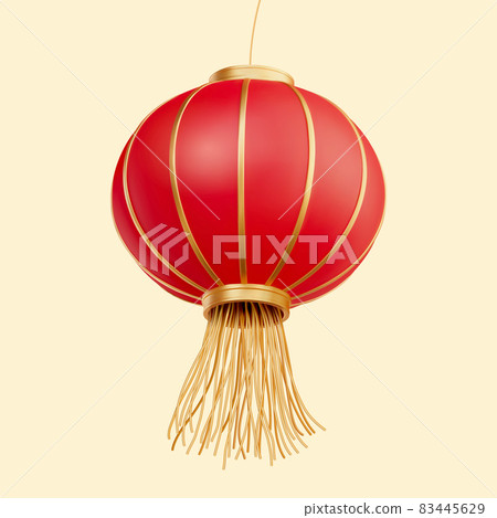 3d red hanging lantern with tassel 83445629