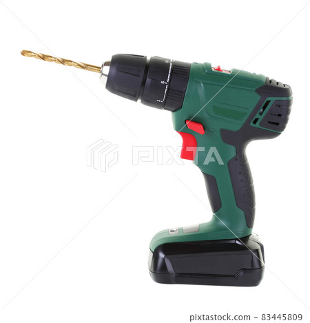Side view of battery operated hand drill 83445809