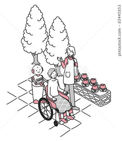 Caregiver working with a robot Caregiver working with a robot 83445853