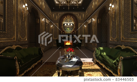 Luxury classic living room interior 3d illustration 83446503