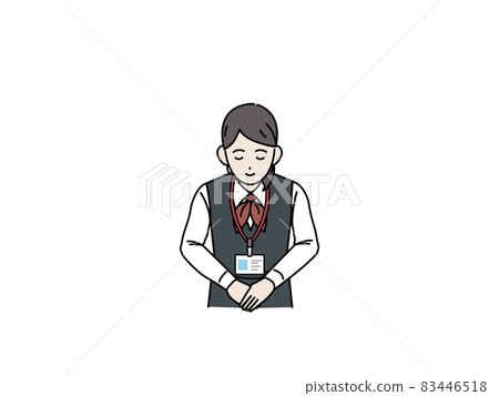 郵局工作人員女性鞠躬問候感謝插畫素材 郵局工作人員女性鞠躬問候感謝插畫素材 83446518