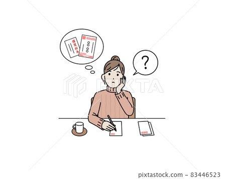 賀年片怎麼寫明信片我不知道女主婦插畫素材 83446523