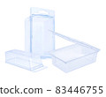 Clamshell packages, Clear Plastic Blister Boxes, Empty transparent plastic container isolated on white background with clipping path 83446755