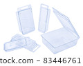 Clamshell packages, Clear Plastic Blister Boxes, Empty transparent plastic container isolated on white background with clipping path 83446761