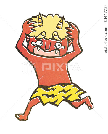 Illustration of a red demon crying and running... - Stock Illustration ...