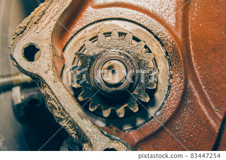 Small Nut and Gear on Crankshaft Cover in Vintage Tone 83447254