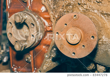 Flange In Front Of Truck Engine in Vintage Tone Flange In Front Of Truck Engine in Vintage Tone 83447278