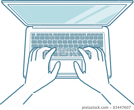 操作膝上型計算機的手 83447607