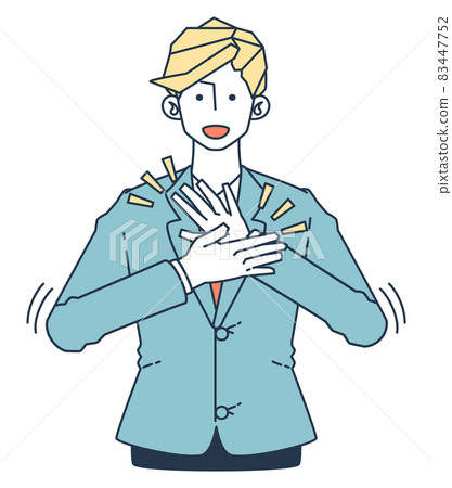 一個穿西裝的男人拍手的插圖 一個穿西裝的男人拍手的插圖 83447752