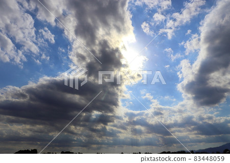 Autumn blue sky sun clouds Autumn blue sky sun clouds 83448059