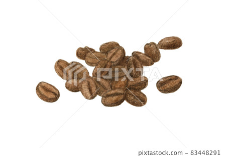 Coffee beans hand-painted watercolor pencil illustration Coffee beans hand-painted watercolor pencil illustration 83448291