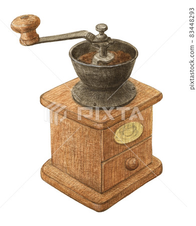 Coffee mill watercolor pencil illustration 83448293