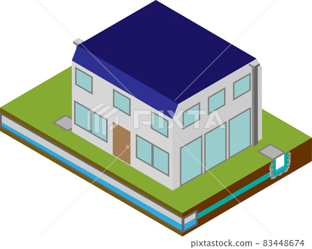 Image of isometric rainwater infiltration basin Image of isometric rainwater infiltration basin 83448674