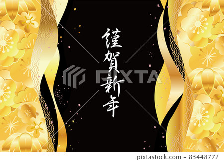Golden beautiful Japanese pattern background material 83448772