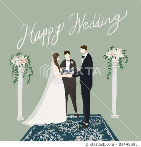 Witnesses and bride and groom, words of oath, wedding, wedding, B 83449693